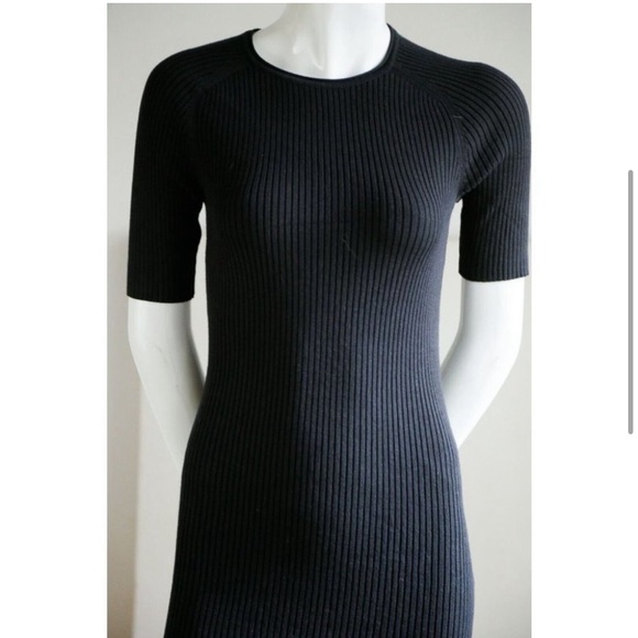Everlane Black Ribbed Knit Bodycon Midi Dress - Picture 3 of 4